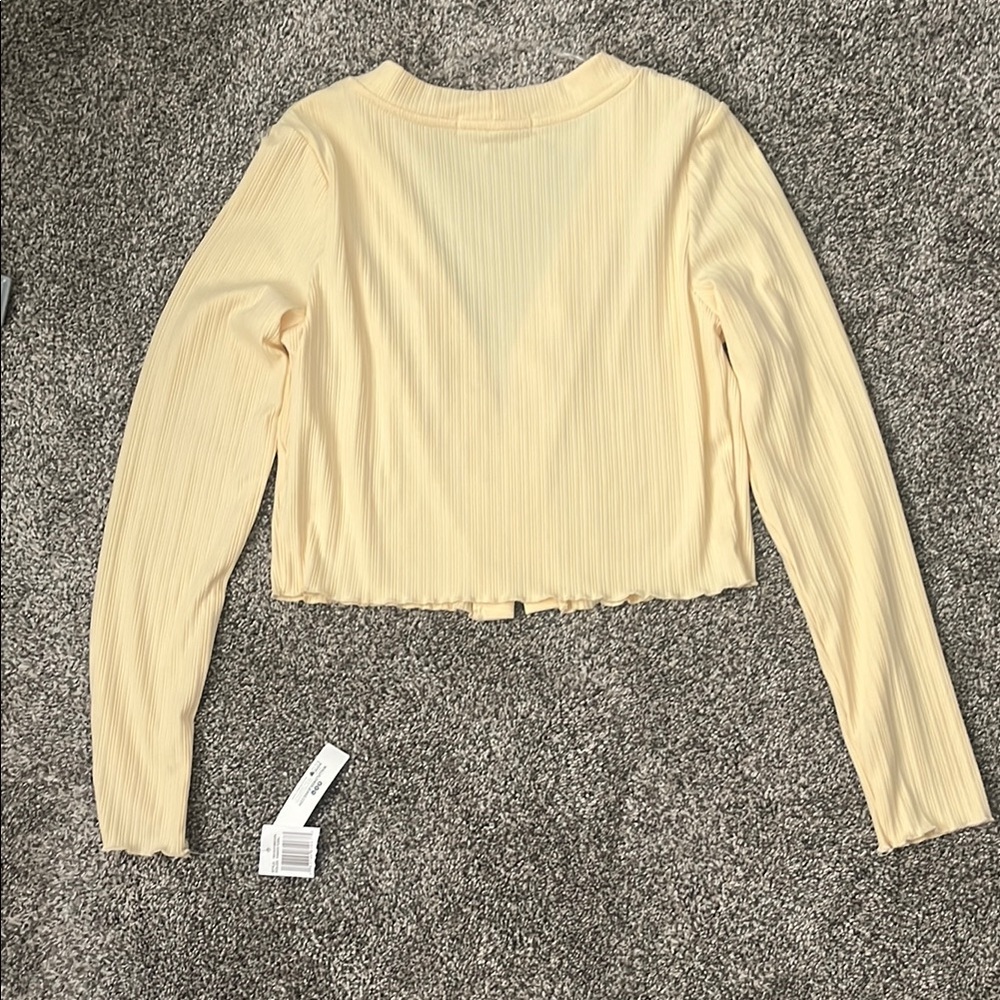 Wild Fable Cream Ribbed Crop Blouse - Picture 3 of 4